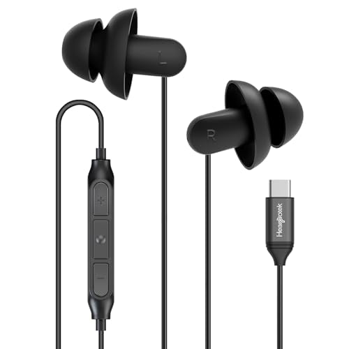 Hearprotek Sleep Headphones, 1 Pair USB C Wired Earbuds with Soft Silicone Noise Reduction Type C Earbuds with Microphone, Ideal for Sleeping, snoring, Relaxation - size: 1PC