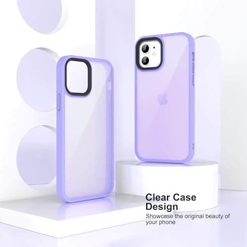 ULAK Compatible with iPhone 12 Case, iPhone 12 Pro Cover, Transparent Frosted Protective Phone Case, Soft TPU Women Girls Shockproof Protective Cover for iPhone 12 & iPhone 12 Pro 6.1 inch, Lilac | Transparent Frosted Protective Case, Soft TPU Women Girls