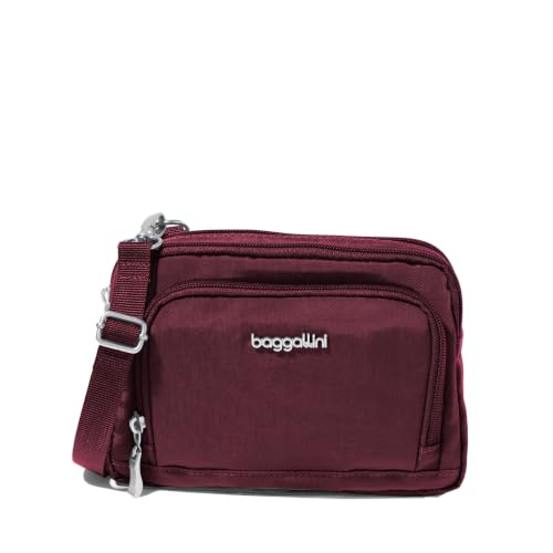 Baggallini Triple Zip with Front Wallet/Trifecta RFID Wallet Crossbody - color: Jam