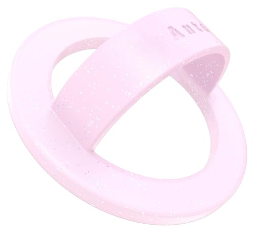 Anteel Magnetic Silicone Ring Grip Phone Holder, Strong Magnetic Attraction, Comfy and Portable, Removable Finger Loop Grip for Magsafe Phone Case (Pink Glitter) - color: Pink Glitter