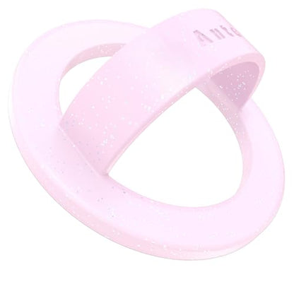 Anteel Magnetic Silicone Ring Grip Phone Holder, Strong Magnetic Attraction, Comfy and Portable, Removable Finger Loop Grip for Magsafe Phone Case (Pink Glitter) - color: Pink Glitter