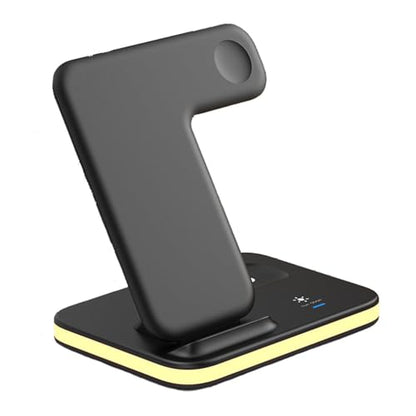 4 in 1 Wireless Charging Station, Travel Charging Pad, Soft Glow Night Light and Pure Copper Dual Coils, Wireless Charging Stand Dock for iPhone