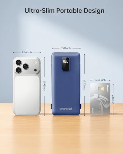 charmast Portable Charger Power Bank 10000mAh with Built-in AC Wall Plug - color: Navy
