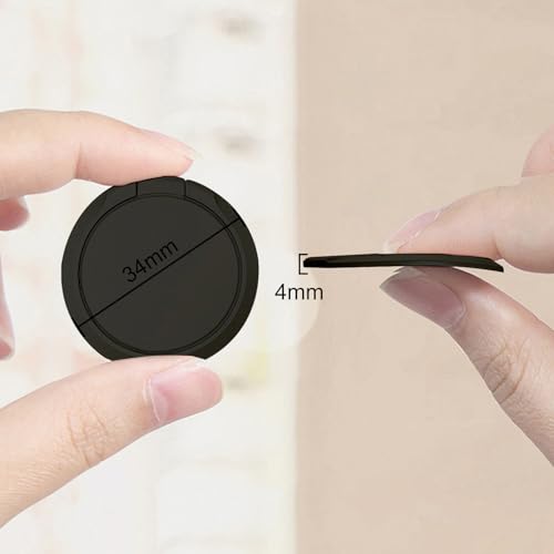 TENOC Phone Grip Sticky 360° Rotation Universal Stand Finger Ring Holder Slim Kickstand for Cell Phone Case, Black