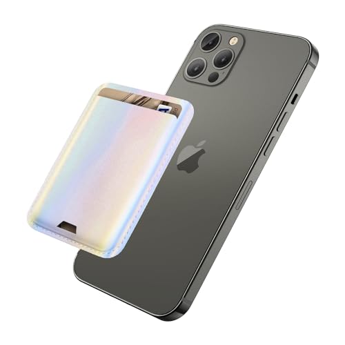 iLodn Magnetic Wallet Compatible with MagSafe for iPhone 17 16 15 14 13 12 Pro Max Air Plus Model, Mag 3 Safe Card Holder Stick on Accessories for Cell Phone & Case, Sparkly Rainbow Pink - color: Rainbow Pink