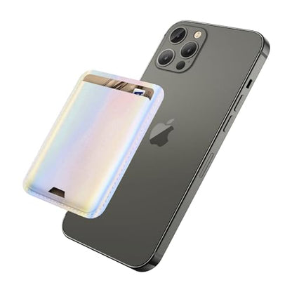 iLodn Magnetic Wallet Compatible with MagSafe for iPhone 17 16 15 14 13 12 Pro Max Air Plus Model, Mag 3 Safe Card Holder Stick on Accessories for Cell Phone & Case, Sparkly Rainbow Pink - color: Rainbow Pink