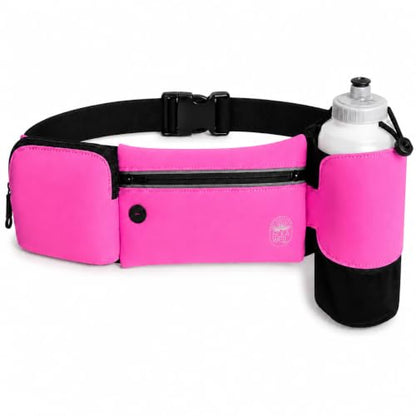 Running Belt with Water Bottle Holder Waist Bag Extender Pink - color: Pink