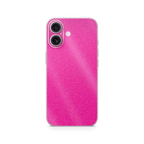Glossy Glitter Phone Skin Compatible with Apple iPhone 17 - Solid Hot Pink - Premium 3M Vinyl Protective Wrap Decal Cover - Easy to Apply | Crafted in The USA by MightySkins - color: Solid Hot Pink, size: iPhone 17 (Back Wrap), style: Glossy Glitter Finis