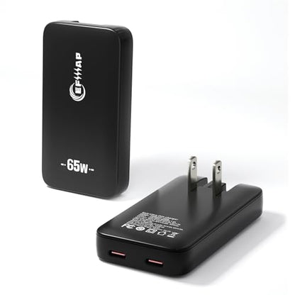 65W Slim USB C Wall Charger, Compact USBC Charger Block with Dual Port - color: Black-1PC
