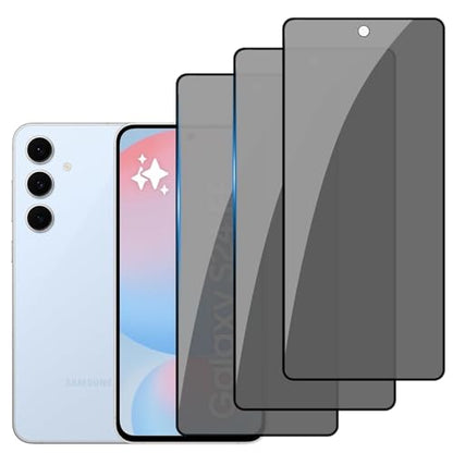 Privacy Screen Protector Tempered Glass for Samsung Galaxy S24 FE - Scratch Resistant Protective Film - Easy Installation Edge to Edge Protection - Bubble Free - size: Galaxy S24 FE