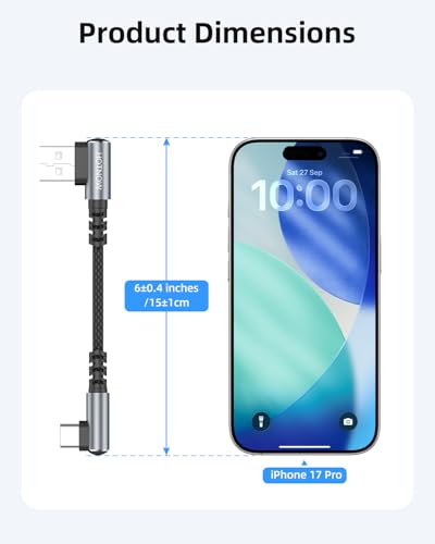Short Right Angle USB A to USB C Cable 0.5FT 3Pack, 90 degree USBC Cable - color: Black+Grey, size: 0.5FT
