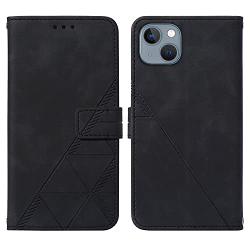 Wallet Case with Wrist Strap for iPhone 13/14 (Black) | Card Holder Slots, PU Leather, TPU Interior Protective, Stand, Folio Flip Cases Cover, 13/14 Phone 6.1 inch - color: Black