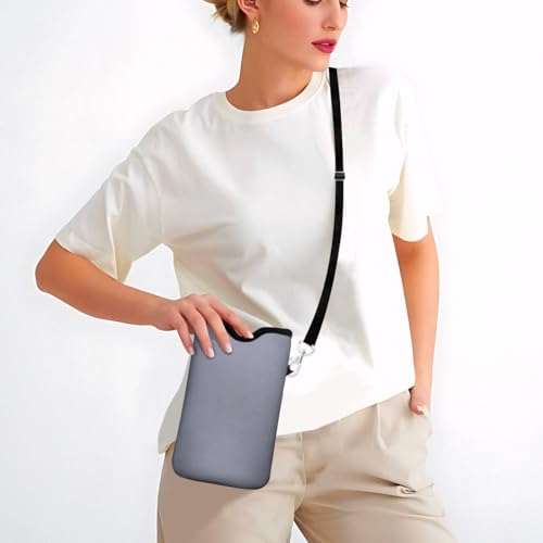 IRADA Neoprene Cell Phone Sleeve Pouch Case Bag with Crossbody Strap Neck Lanyard for Women Men 7.6 X 4.3 Inches-Grey Shockproof Universal Phone Bag - color: Grey-Phone Sleeve