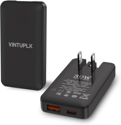 30W Flat USB C Charger, Dual-Port GaN Wall Adapter, Foldable Plug for iPhone 16/15, Galaxy S25/S24, Black - color: 1PCS