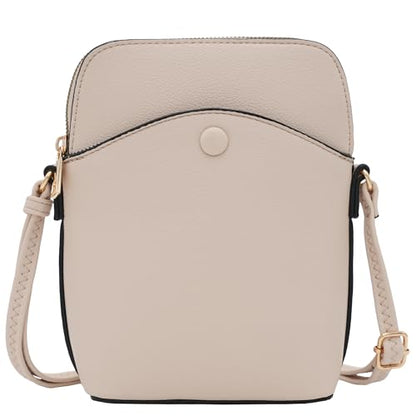 Small Crossbody Bag with Gold Hardware, Mini Shoulder Purse with Adjustable Strap - color: Nude