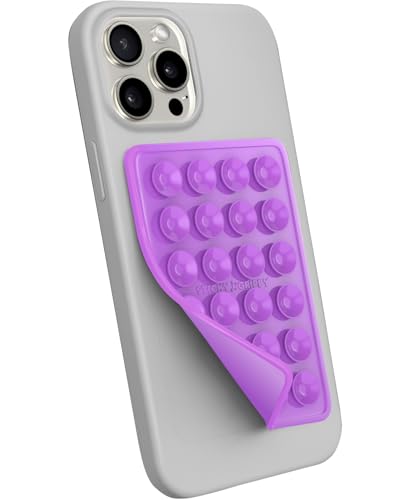StickyGrippy Suction Phone Case Mount, Sillicon Adhesive Phone Accessory for iPhone and Android, Hands-Free Strong Grip Mirror Shower Phone Holder, Tiktok Videos and Selfies (Purple) - color: Purple