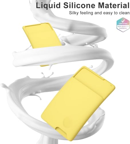oakxco Phone Wallet Stick On, Secure Phone Card Holder Silicone, Adhesive Pocket Sleeve ID Credit Card, Slim Thin Card Case for Men Women Cute, Compatible with Apple iPhone Samsung Pixel, Yellow - color: Yellow