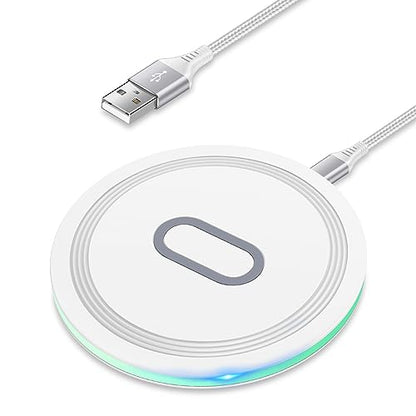 Wireless Samsung S24 FE Phone Charger for Android Wireless Fast Charging Pad Compatible for Galaxy S26 S25 Ultra S23 S22 S21 S20 FE Z Fold Flip 7 6 5, Moto G Stylus/Power,15W Wireless Charger Station - color: White