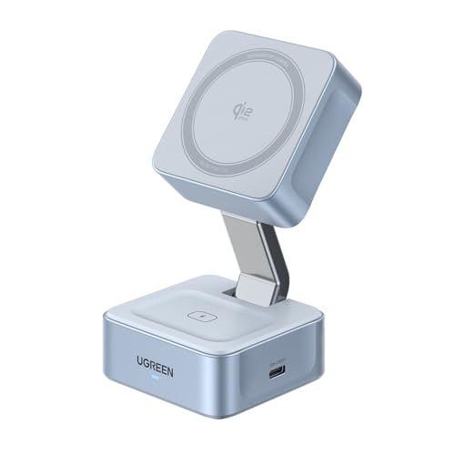 UGREEN MagFlow Qi2 25W MagSafe Compatible 2-in-1 Foldable Charging Station