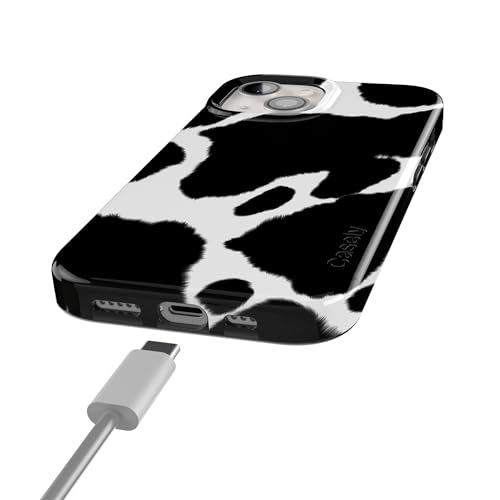 Casely iPhone 15 Plus Case | Current Mood | Cow Print | Compatible with MagSafe | Classic Ultra Slim Design - color: Current MOOd | Cow Print
