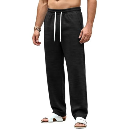 Baggy Sweat Pants for Mens Drawstring Lightweight Sweatpants with Pockets - color: Z002- Black, size: Small