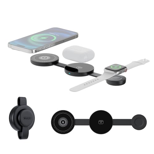 3-in-1 Wireless Charging Station, Foldable Pocket-Sized USB-C Fast Charger