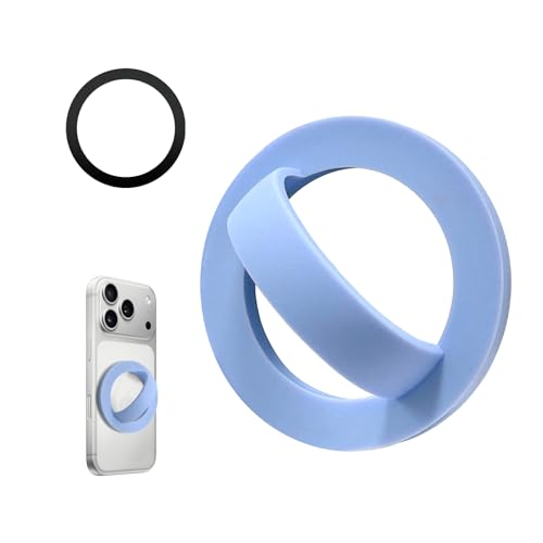 Magnetic Silicone Ring Grip Phone Holder, Rotating Finger Loop Ring Grip Holder, Soft and Portable, Strong Magnetic Attraction, Compatible with Magsafe for iPhone and Samsung Case (Purple) - color: Purple
