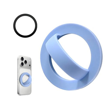 Magnetic Silicone Ring Grip Phone Holder, Rotating Finger Loop Ring Grip Holder, Soft and Portable, Strong Magnetic Attraction, Compatible with Magsafe for iPhone and Samsung Case (Purple) - color: Purple