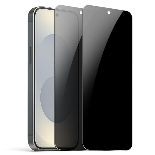 2 Pack Privacy Screen Protector for Samsung Galaxy S25 / S24 [27° Anti-Spy] Ultra Thin 9H Dual-Glass Coated PET Film [Fast Fingerprint Unlock] [Unbreakable] Scratch Resistant, Easy Install with Alignment Jig - size: Galaxy S25/S24
