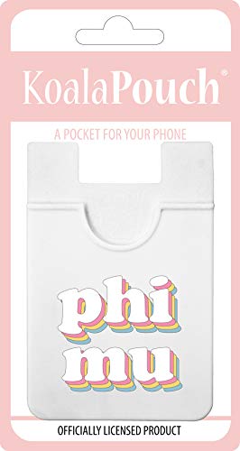 Sorority Shop Phi Mu Koala Pouch - Retro Design Card Holder For Phone Case- Phone Wallet Stick On - Ultra-Thin and Lightweight Phone Case Wallet - Holds Cards and Cash - size: 2.25"W x 3.25"L