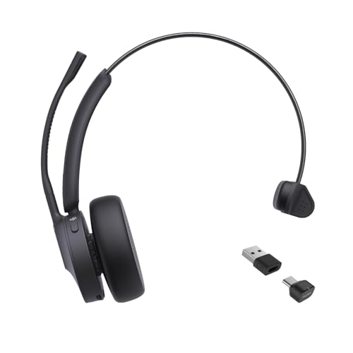 Yealink BH70 Mono Teams Wireless Headset with Mic for Work, Microsoft Teams Certified Bluetooth Headphone for 35h Calling, 91g All-Day Wearing Comfort, Perfect for Open Office, USB-C/A - color: Black Teams, style: Mono (Type-C/A)
