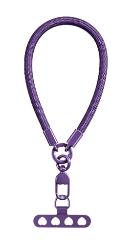 Phone Wrist Strap Lanyard Hand Wristlet with 360° Rotating Clip Stainless Steel Tether Buckle Finger Grip Strong Durable Anti-Tangle Universal for iPhone Camera Keychain Travel Dark Purple - color: Dark Puple
