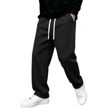 Baggy Sweat Pants for Mens Drawstring Lightweight Sweatpants with Pockets - color: Z002- Black, size: Medium