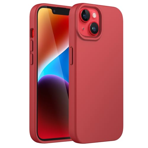 JETech Silicone Case for iPhone 14, Red | Silky Soft Touch, Shockproof Protection, Scratch Resistant, Microfiber Lining - color: Red, size: iPhone 14