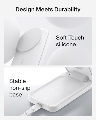 Belkin Qi2.2 25W Wireless 3 in 1 Foldable Fast Charging Station for iPhone - color: White
