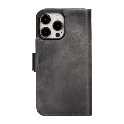 Bayelon Leather Wallet Case for iPhone 15 Pro Max - Flip Cover Card Holder, Folio Case, Kickstand, MagSafe Compatible Wallet RFID Blocking (Smoked Black) - color: Smoked Black, size: iPhone 15 Pro Max
