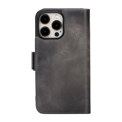 Bayelon Leather Wallet Case for iPhone 15 Pro Max - Flip Cover Card Holder, Folio Case, Kickstand, MagSafe Compatible Wallet RFID Blocking (Smoked Black) - color: Smoked Black, size: iPhone 15 Pro Max
