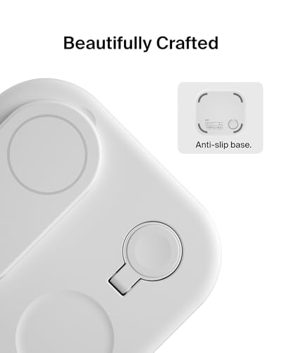 Belkin Qi2 Magnetic Wireless Charging Station, 3 in 1 Foldable Charger - color: White