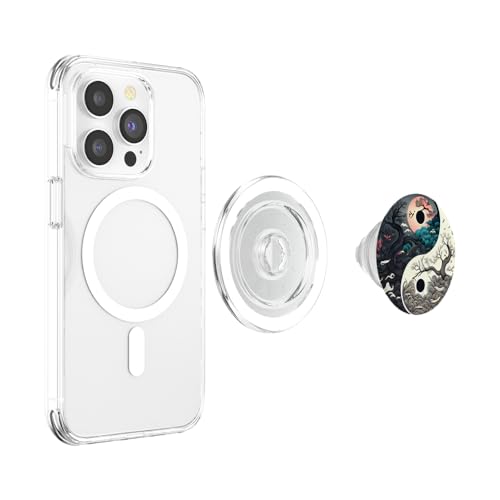 Yin Yang Day & Night Bonsai Cherry Blossom Sun Moon PopSockets PopGrip for MagSafe - style: Magnetic PopGrip