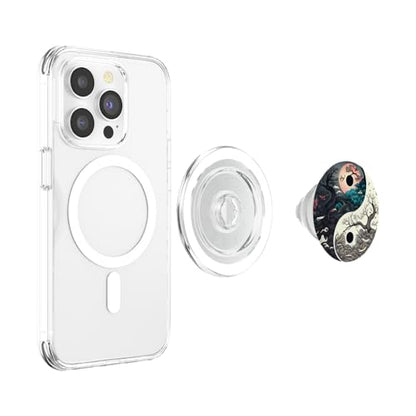 Yin Yang Day & Night Bonsai Cherry Blossom Sun Moon PopSockets PopGrip for MagSafe - style: Magnetic PopGrip