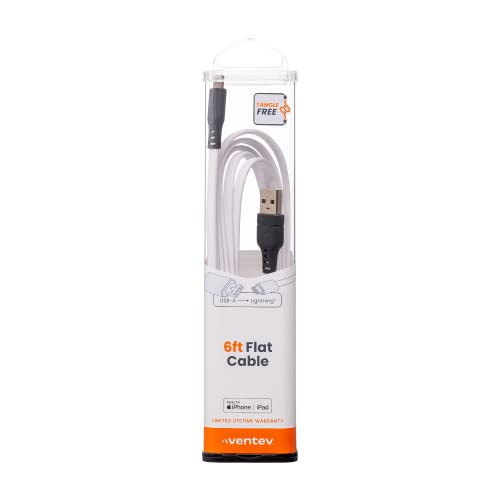 Ventev Flat USB A to Apple Lightning High Speed Tangle-Free 6 Foot Cable - size: 6ft