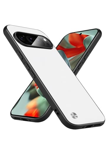 Slim Fit Case for Google Pixel 9 Pro XL, Soft TPU Edges + Faux Leather Back Cover, Anti-Fingerprint Scratch Shockproof Camera Protective for Google Pixel 9 Pro XL Phone Case (White) - color: White, size: Google Pixel 9 Pro XL