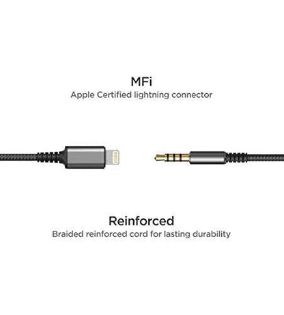 Thore Over-Ear iPhone Headphones with Lightning Connector – Closed Back Studio DJ Monitor Earphones w/Apple MFI Certified Cable (50mm Neodymium Drivers, V200 Black)