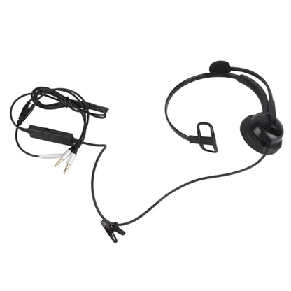 SUNGOOYUE Single Ear Headset, Comfortable Lightweight Noise Canceling Wired Headset with Mic for Call Center (Dual 3.5mm Interface) - size: Dual 3.5mm Interface