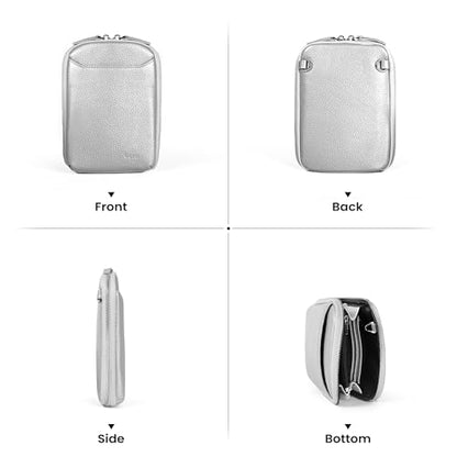 befen Genuine Leather Crossbody Cell Phone Purse for Women, Small Zip Around RFID Blocking Crossbody Wallet Bags - color: Silver-grey