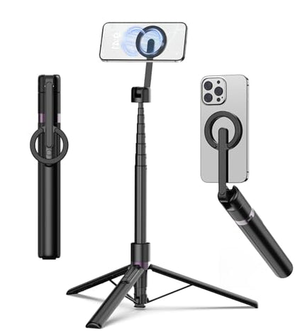 TONEOF 68" Magnetic Aluminum Phone Tripod Selfie Stick for iPhone & Android - color: Black