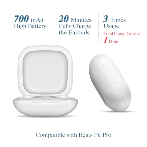 Wireless Charging Case Compatible for Beats Fit Pro, Portable Charger Case Replacement with Bluetooth Pairing Sync Button, 700mAh Built-in Battery (Not Included Earbuds) (White) - color: Beats Fit Pro White