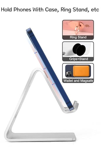 Aoviho Cell Phone Stand for Desk, Aluminum Phone Holder,Silver - color: Silver