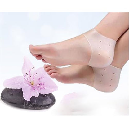 VivoFoot 2 Pair Gel Heel Protector,Heel Pain and Cracked Heels Relief Socks (Pack of 2) - size: 2 Pair (Pack of 2)