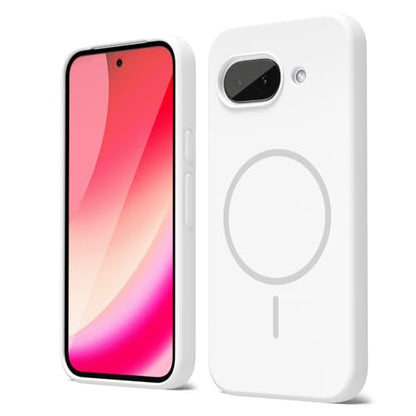 oakxco for Google Pixel 10A Case Silicone Mag Safe, Magnetic Slim Thin Phone Case Compatible with Magsafe, Women Girls Cute Girly Aesthetic Soft Rubber Gel Safecase with Camera Cover, White - color: White, size: Pixel 10A